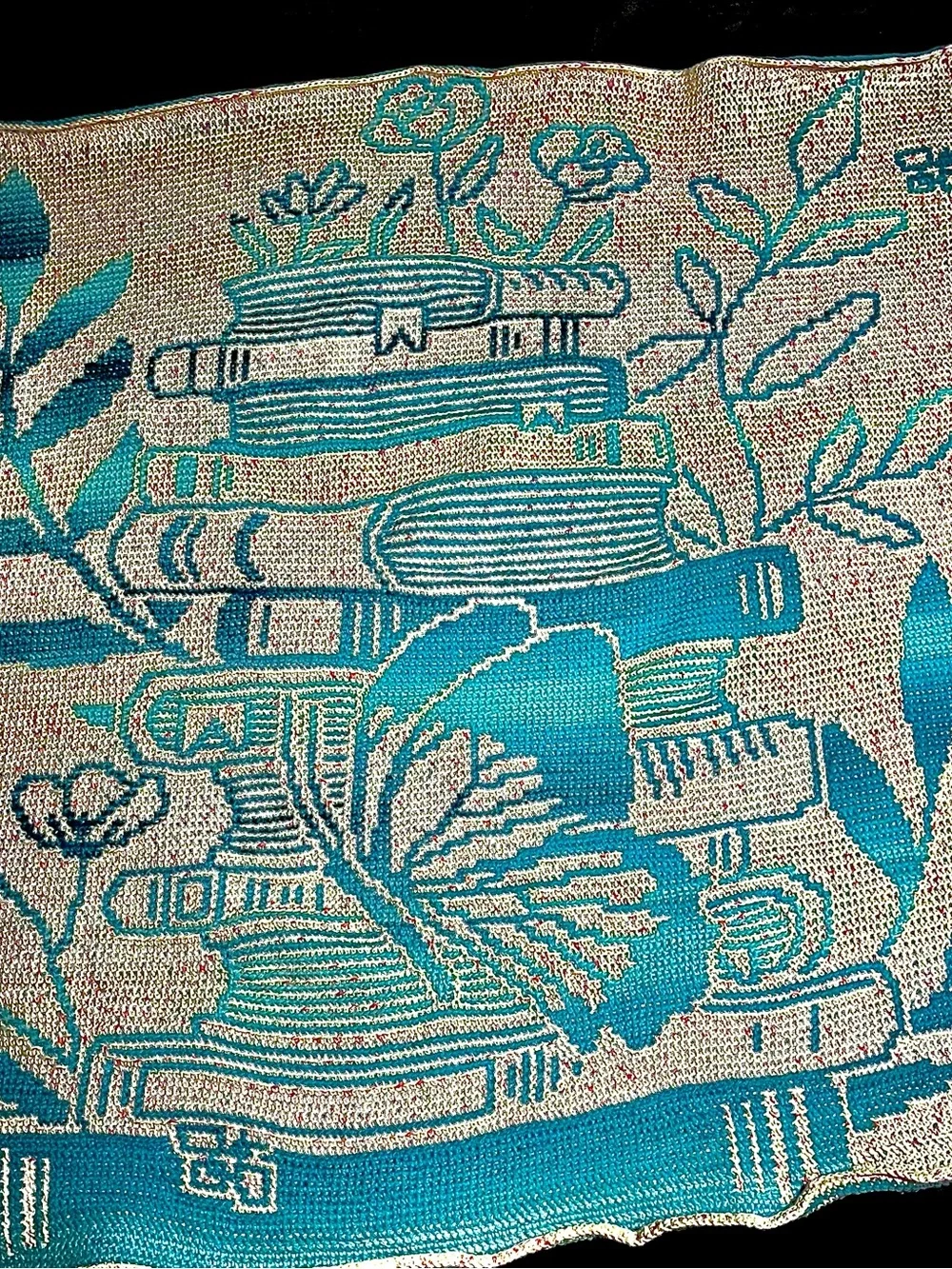Teal & Cream Bookstack Woven Throw Blanket - crochet Home Throw